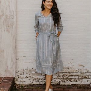 Luis Striped Hemp Midi Dress